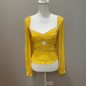 Ramy Brook Yellow Ruched Blouse